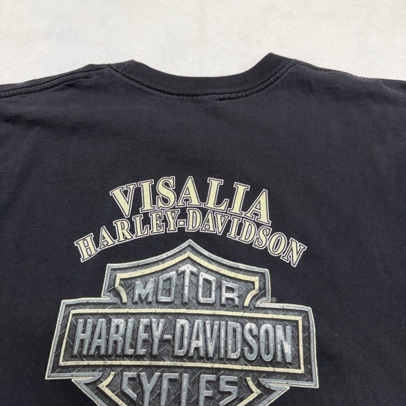 Harley Davidson Shirt Mens XL Black Pinup Girl Biker Visalia CA Motorcycle - Picture 14 of 16